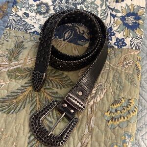 Studded Black Leather Belt